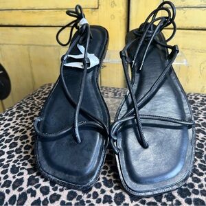 Aldo Black Strappy Flat   Sandals